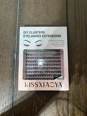 KISSXIAOYA DIY Cluster Eyelash Extensions 40P 9mm Black PBT